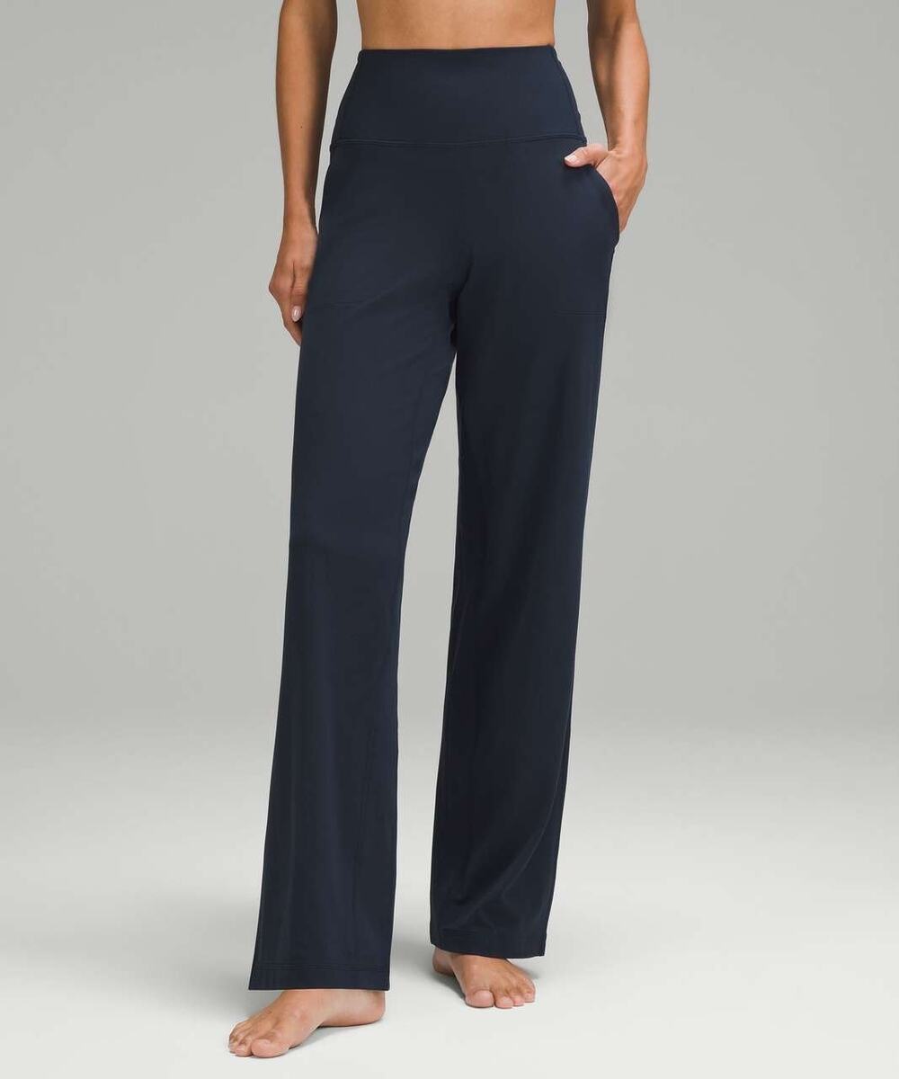 Lululemon Align High Rise Wide Leg Pants Size 12 Navy Yoga Athleisure Workout